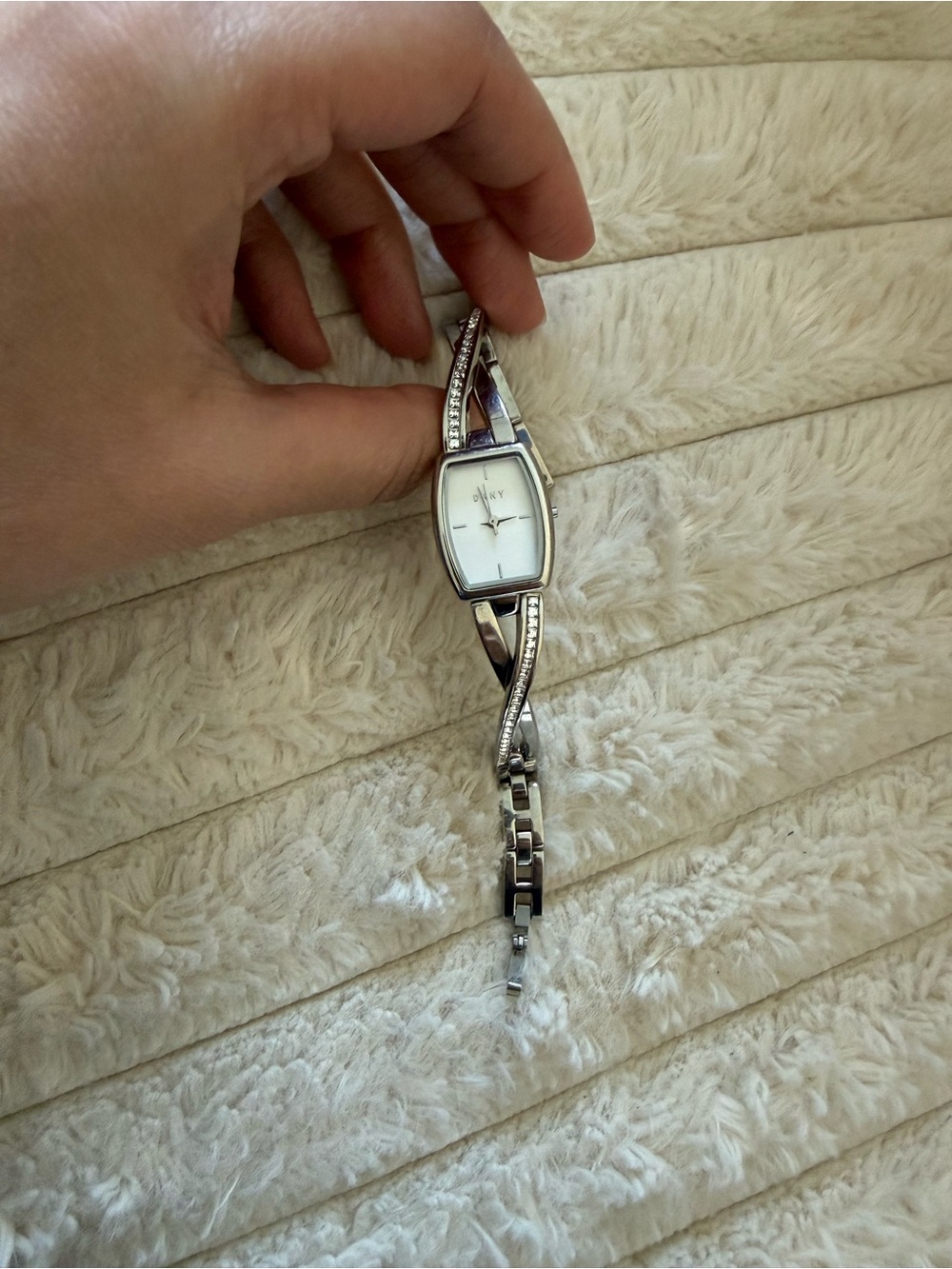 Silver Women's Bracelet Watch with Crystal Accents - Classic Elegance, DKNY.